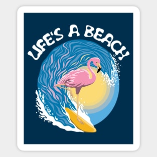 Life's a beach - Surfing Flamingo Sticker